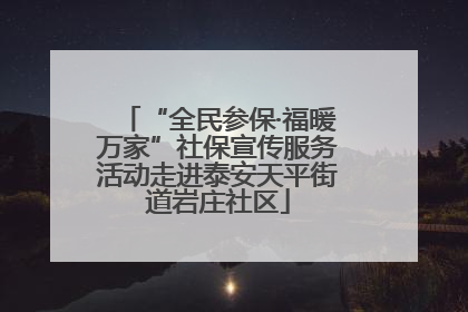 “全民参保·福暖万家”社保宣传服务活动走进泰安天平街道岩庄社区