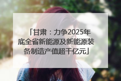 甘肃：力争2025年底全省新能源及新能源装备制造产值超千亿元