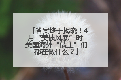 答案终于揭晓！4月“美债风暴”时 美国海外“债主”们都在做什么？