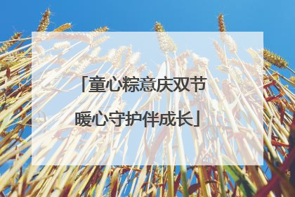 童心粽意庆双节 暖心守护伴成长