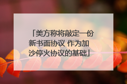 美方称将敲定一份新书面协议 作为加沙停火协议的基础