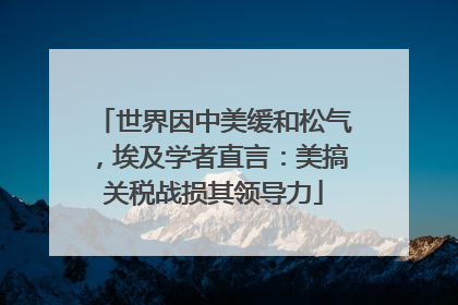 世界因中美缓和松气，埃及学者直言：美搞关税战损其领导力