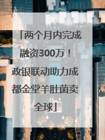 两个月内完成融资300万！政银联动助力成都金堂羊肚菌卖全球