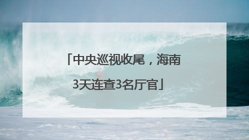 中央巡视收尾，海南3天连查3名厅官