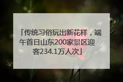 传统习俗玩出新花样，端午首日山东200家景区迎客234.1万人次