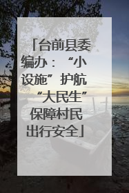 台前县委编办：“小设施”护航“大民生” 保障村民出行安全