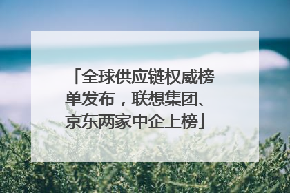 全球供应链权威榜单发布，联想集团、京东两家中企上榜
