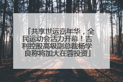 共享世运嘉年华，全民运动会活力开幕！吉利控股高级副总裁杨学良称将加大在蓉投资
