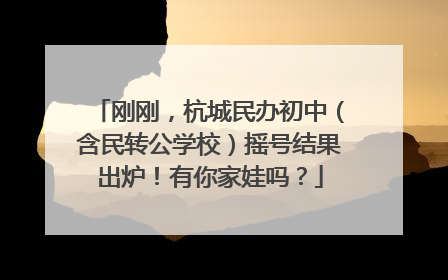 刚刚，杭城民办初中（含民转公学校）摇号结果出炉！有你家娃吗？