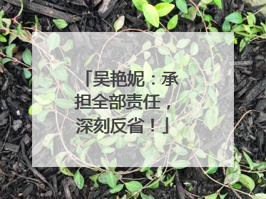 吴艳妮：承担全部责任，深刻反省！