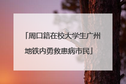 周口籍在校大学生广州地铁内勇救患病市民