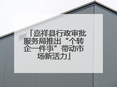 嘉祥县行政审批服务局推出“个转企一件事”带动市场新活力