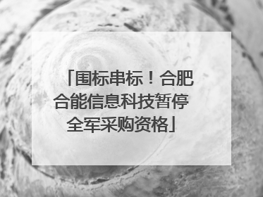 围标串标！合肥合能信息科技暂停全军采购资格