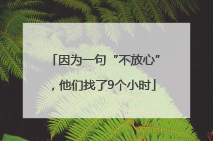 因为一句“不放心”，他们找了9个小时