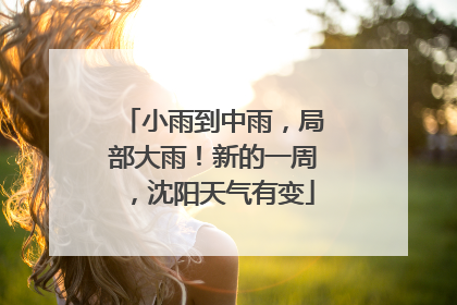 小雨到中雨，局部大雨！新的一周，沈阳天气有变