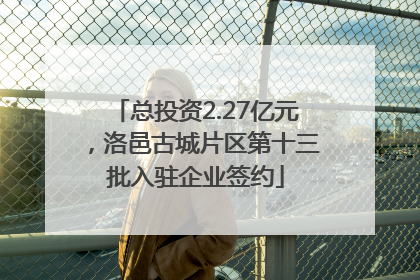 总投资2.27亿元，洛邑古城片区第十三批入驻企业签约
