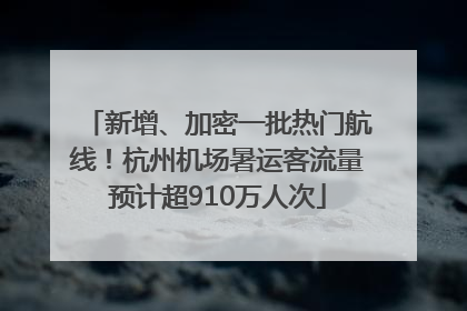 新增、加密一批热门航线！杭州机场暑运客流量预计超910万人次