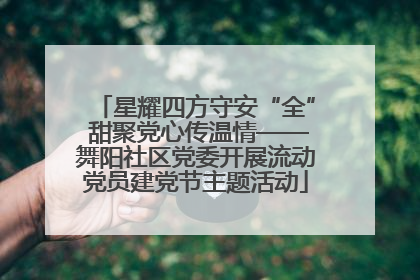 星耀四方守安“全” 甜聚党心传温情——舞阳社区党委开展流动党员建党节主题活动