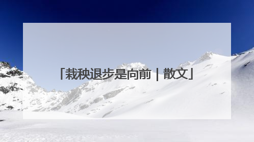 栽秧退步是向前｜散文