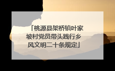 桃源县架桥镇叶家坡村党员带头践行乡风文明二十条规定