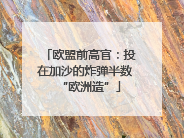 欧盟前高官：投在加沙的炸弹半数“欧洲造”
