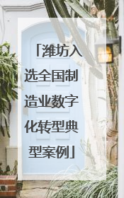 潍坊入选全国制造业数字化转型典型案例
