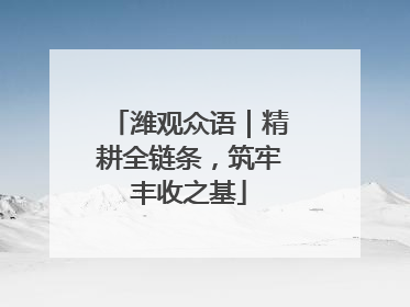 潍观众语｜精耕全链条，筑牢丰收之基