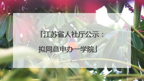 江苏省人社厅公示：拟同意申办一学院