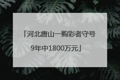 河北唐山一购彩者守号9年中1800万元