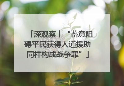 深观察丨“蓄意阻碍平民获得人道援助同样构成战争罪”