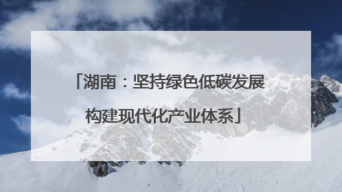 湖南：坚持绿色低碳发展 构建现代化产业体系