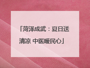 菏泽成武：夏日送清凉 中医暖民心