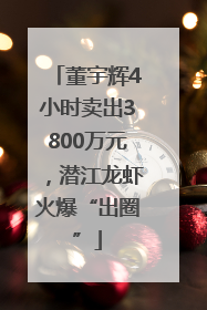 董宇辉4小时卖出3800万元，潜江龙虾火爆“出圈”