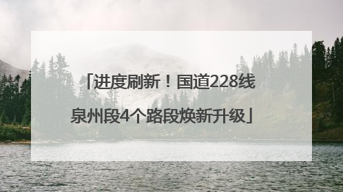 进度刷新！国道228线泉州段4个路段焕新升级