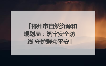 郴州市自然资源和规划局：筑牢安全防线 守护群众平安