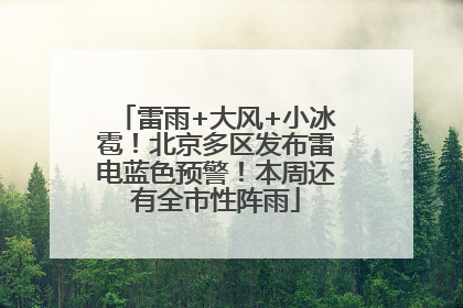 雷雨+大风+小冰雹！北京多区发布雷电蓝色预警！本周还有全市性阵雨